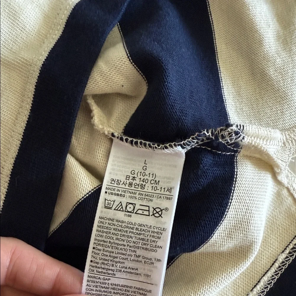 GAP Kids Navy and Cream Striped Polo long sleeve